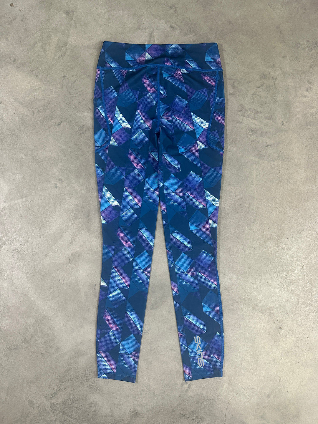 SKINS Series-3 Women’s Long Tights PKT 2.0 – Blue Mix Geo