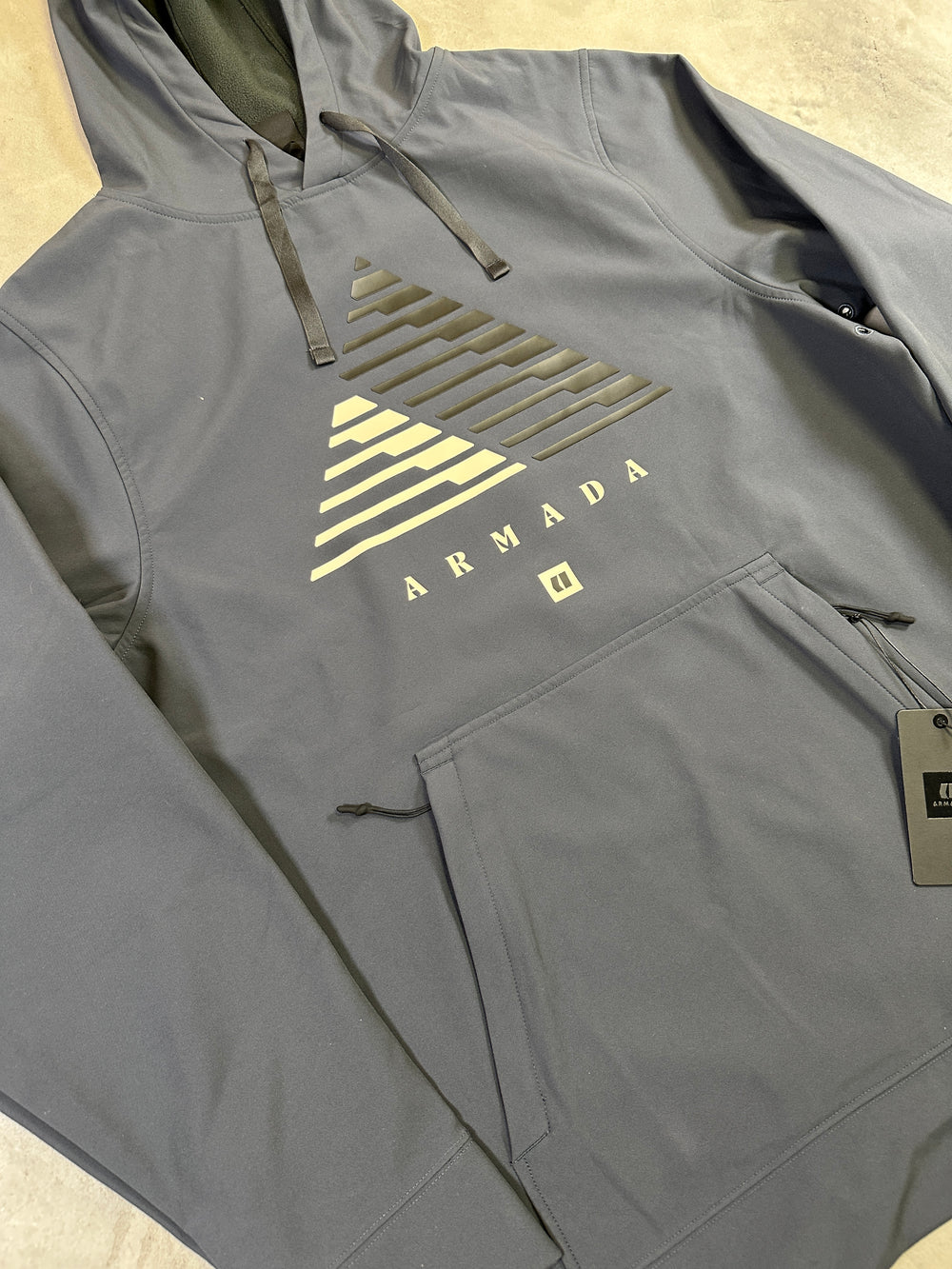 Armada Wilkel rideable snowboard hoodie with water-resistant fabric and helmet-compatible hood. indigo