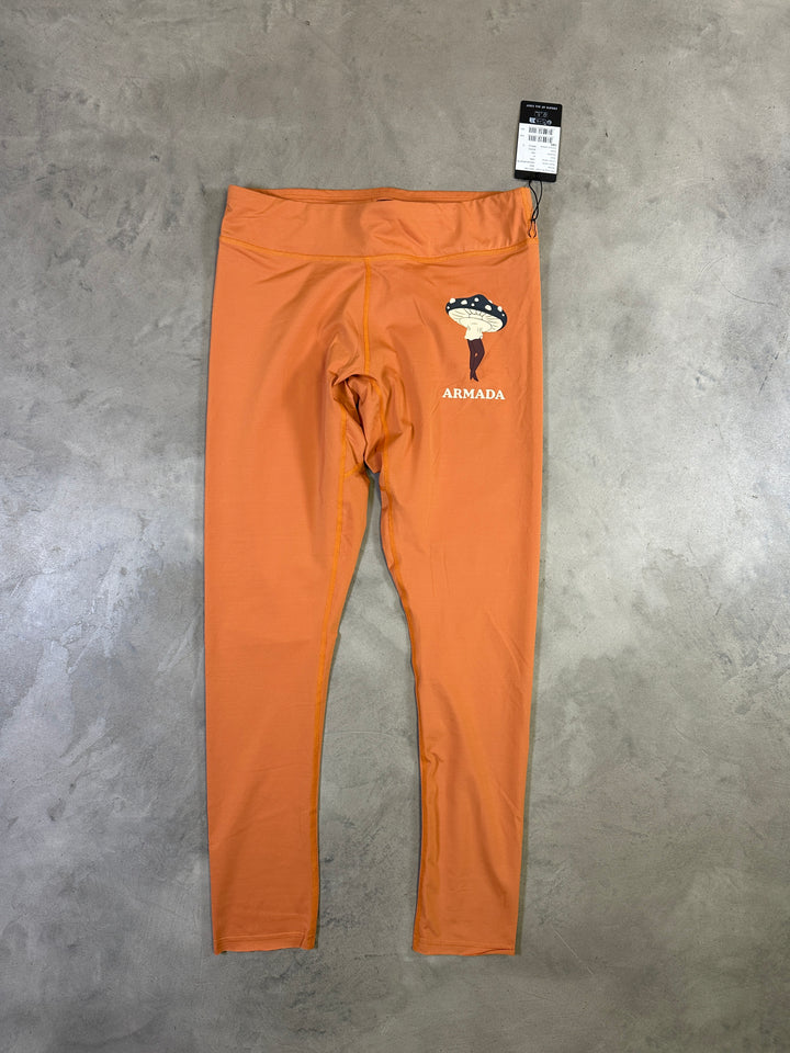 Armada Haven women’s thermal ski base layer leggings with stretch moisture-wicking fabric. sienna