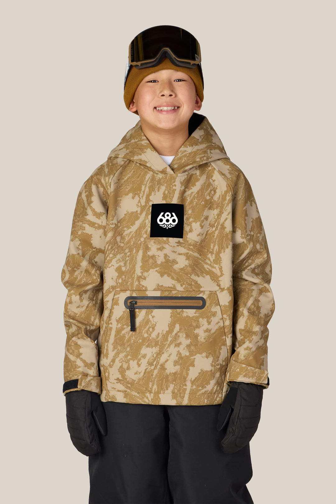 686 Youth Waterproof Hoody in Bronze Scratch Camo