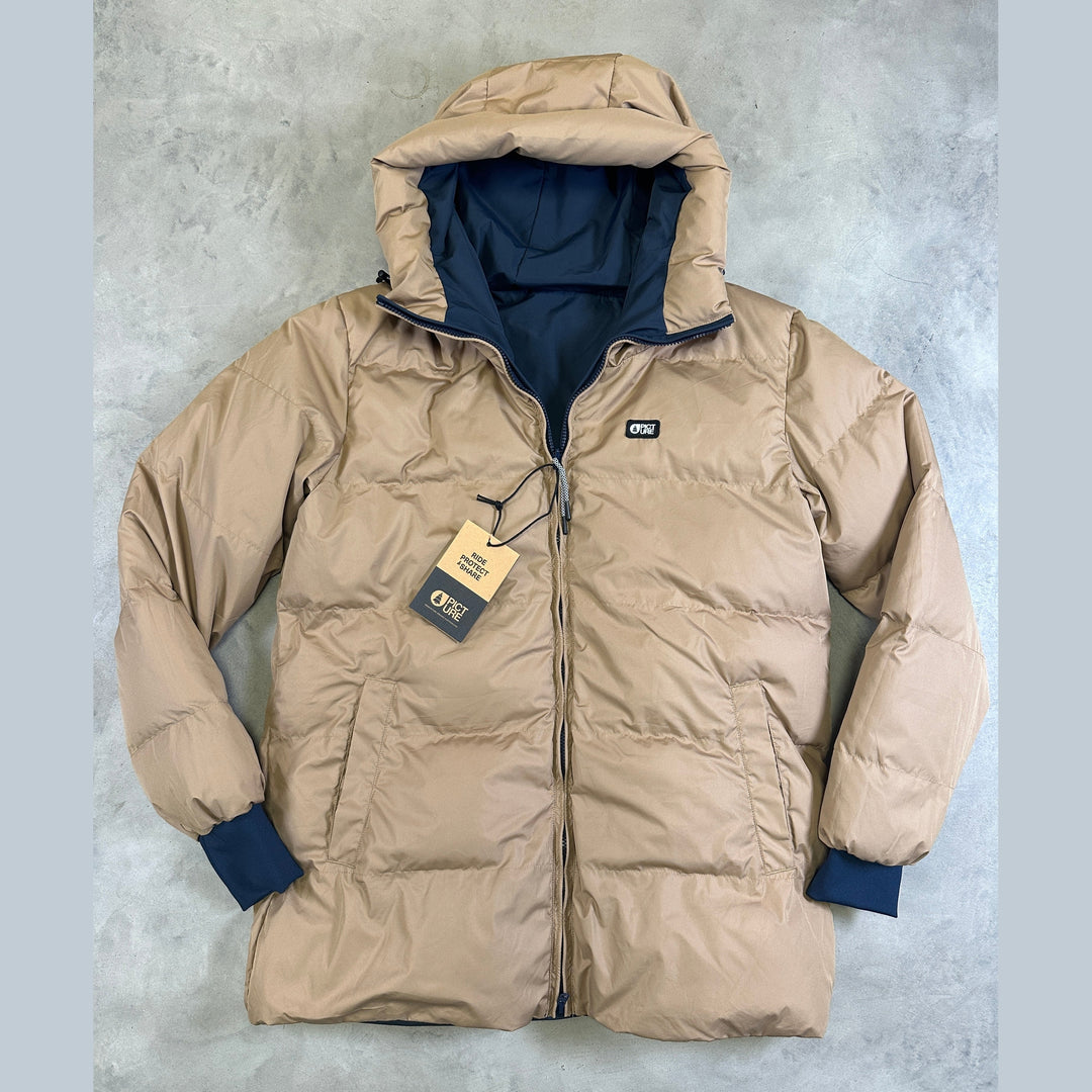Picture Organic Clothing Sperky Reversible Puffer Parka with recycled insulation, waterproof 5K/5K membrane, and insulated hood.