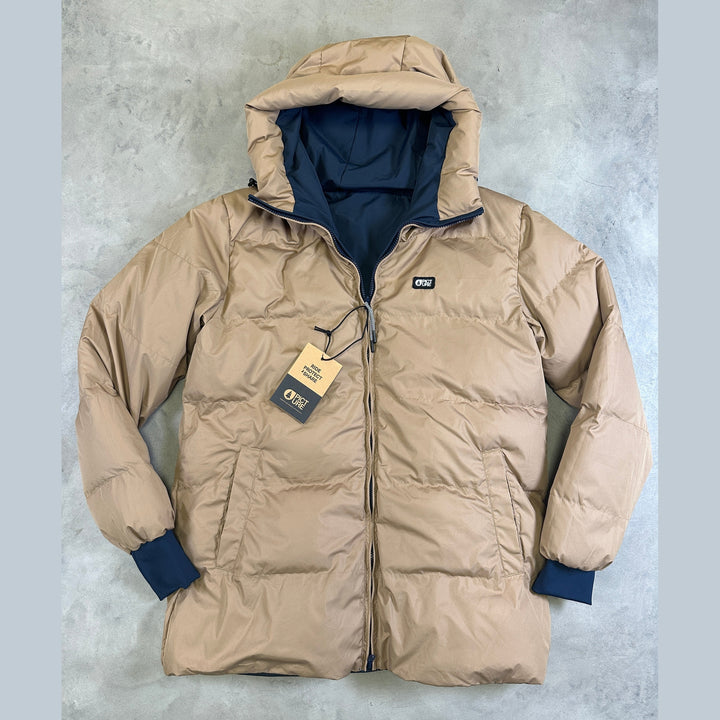 Picture Organic Clothing Sperky Reversible Puffer Parka with recycled insulation, waterproof 5K/5K membrane, and insulated hood.
