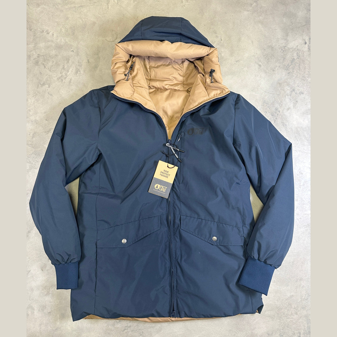 Picture Organic Clothing Sperky Reversible Puffer Parka with recycled insulation, waterproof 5K/5K membrane, and insulated hood.