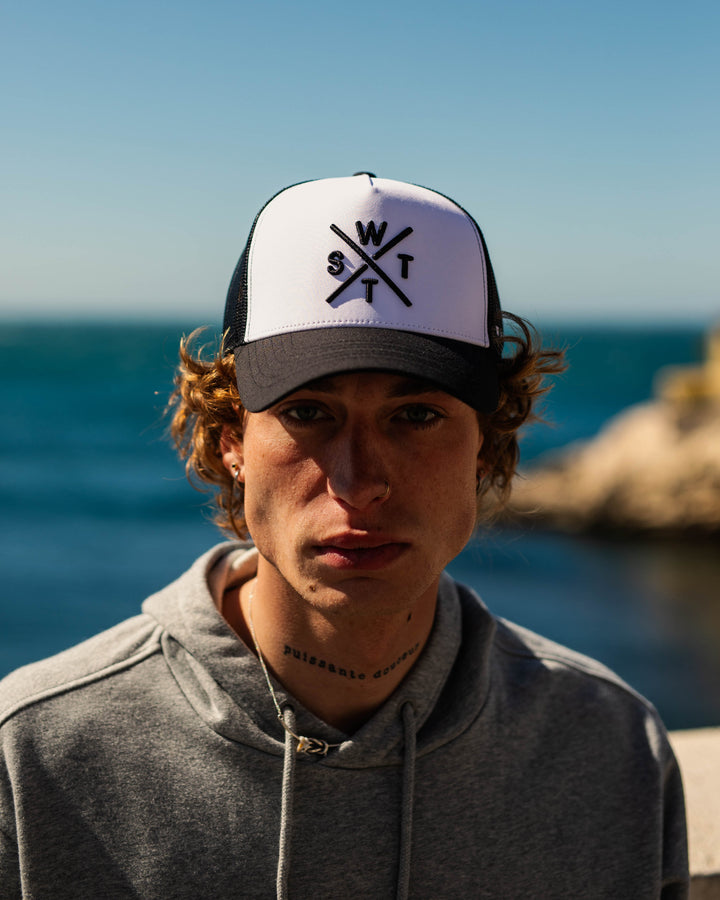 WATTS R-Tribe Cap in Mix White &amp; Black – lifestyle front