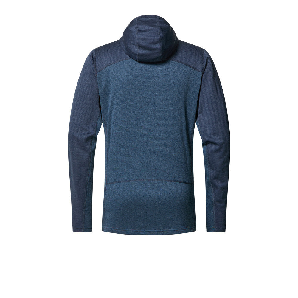 Blue hooded jacket on a white background