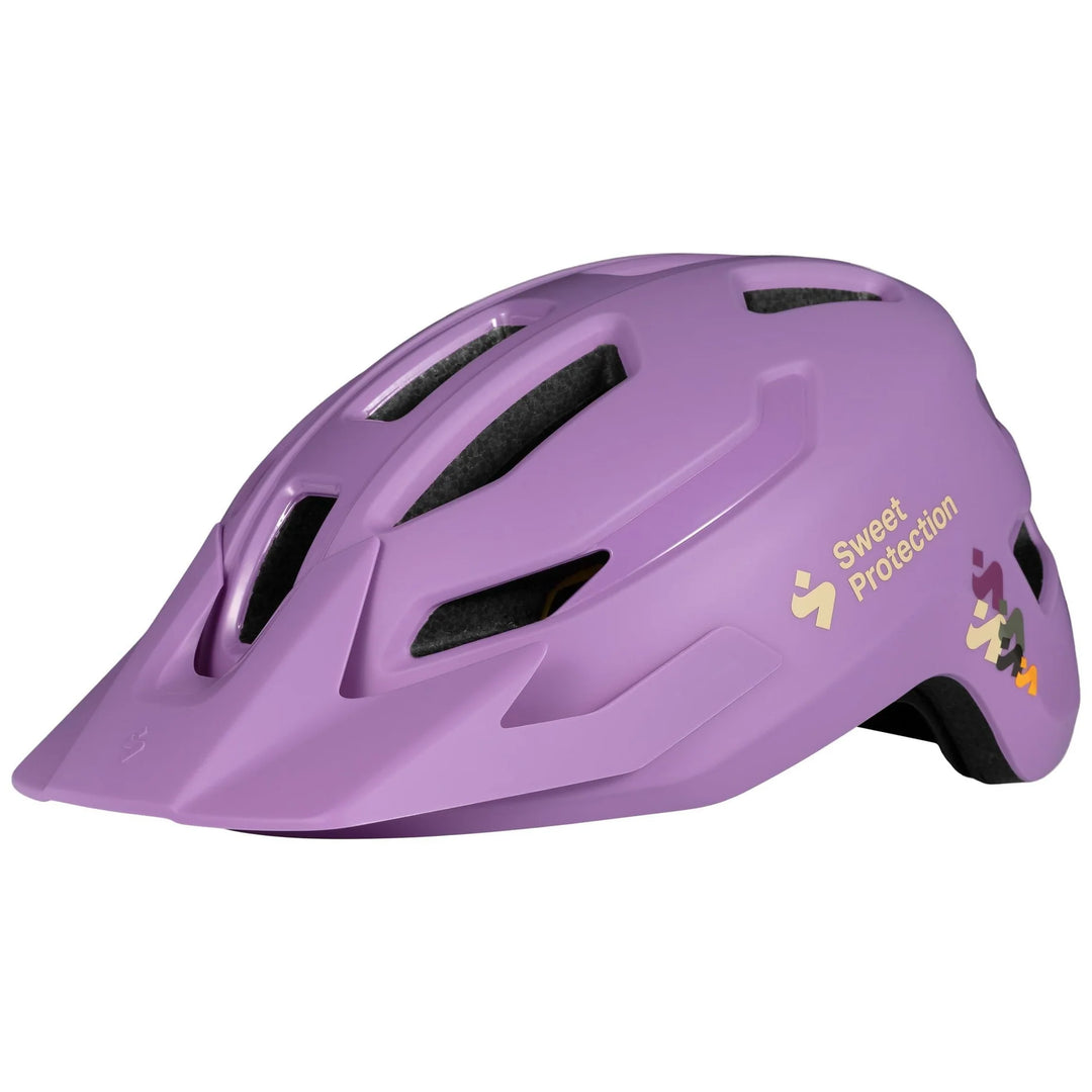 Purple helmet with 'Sweet Protection' branding on a white background