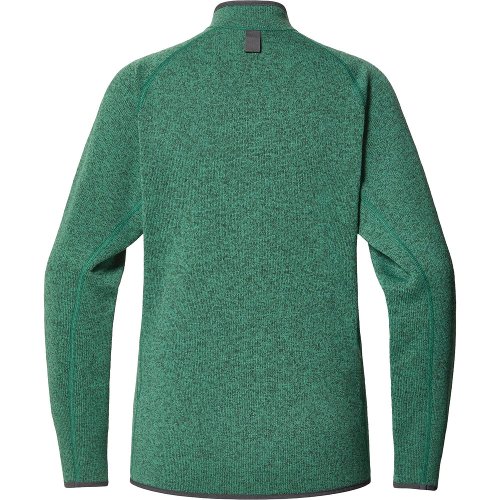 Green fleece pullover on a white background