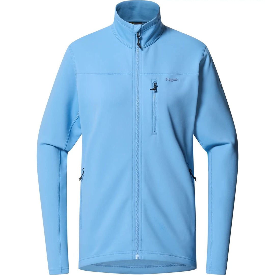 Light blue jacket with a brand logo on a white background