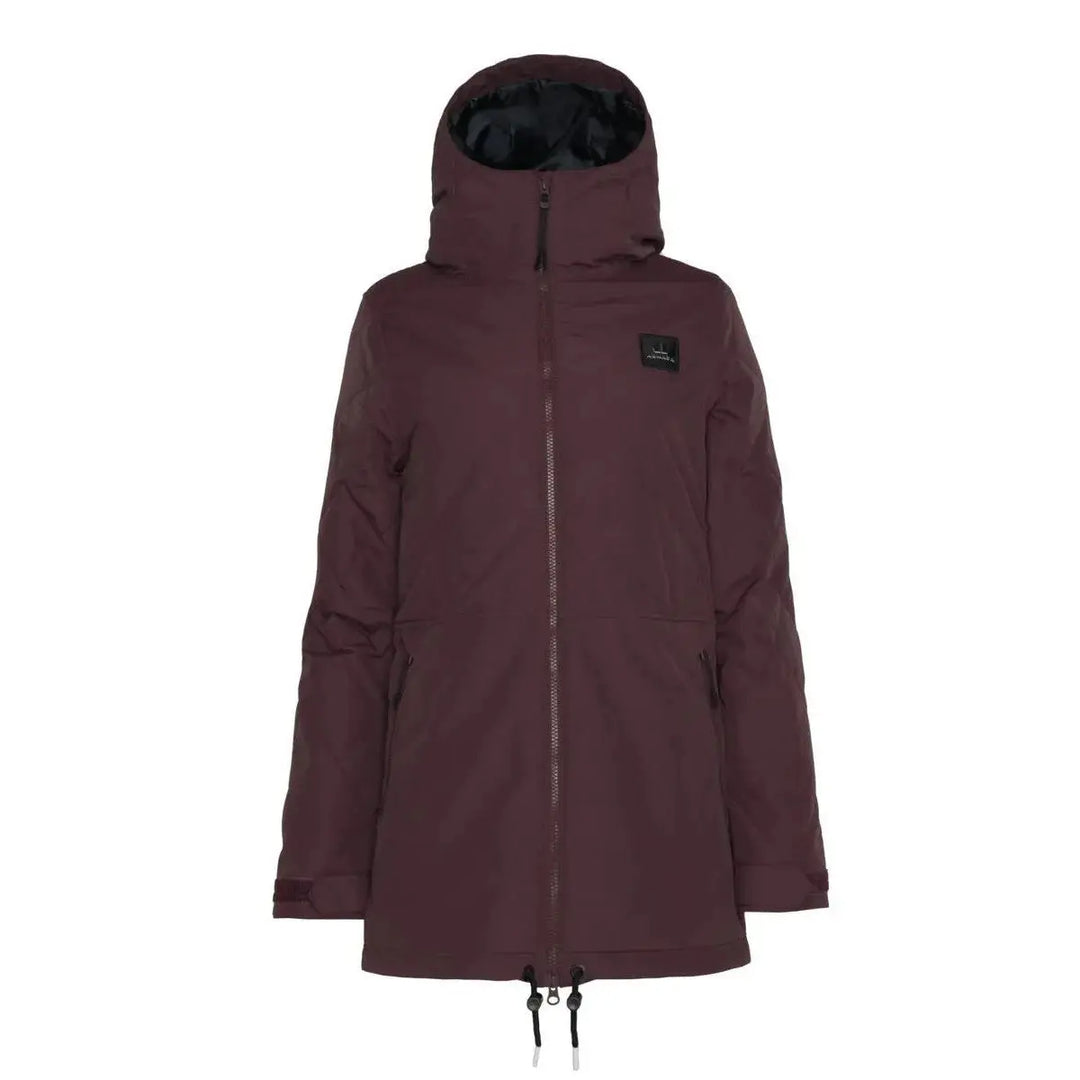 Armada Women’s Sterlet 2L Jacket with 2-layer waterproof shell, lightweight insulation, adjustable hood, and powder skirt.