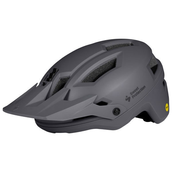 Gray helmet with a visible brand logo on a white background