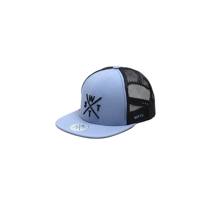 WATTS R-Cruz Cap Blue — front view with embroidered logo and structured visor.