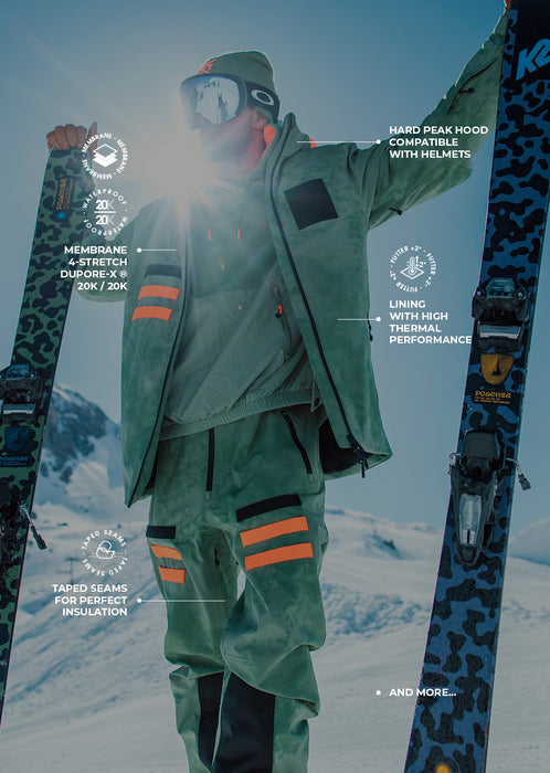 WATTS X-Wear Ski Jacket - Olive Tie & Dye