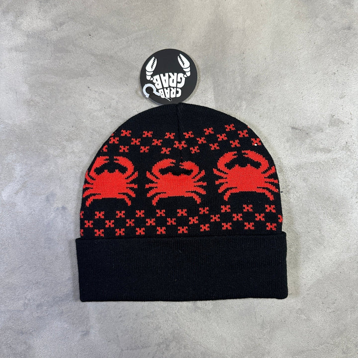 Crab Grab Nordicrab Beanie - Black and Red - SAMPLE DROP