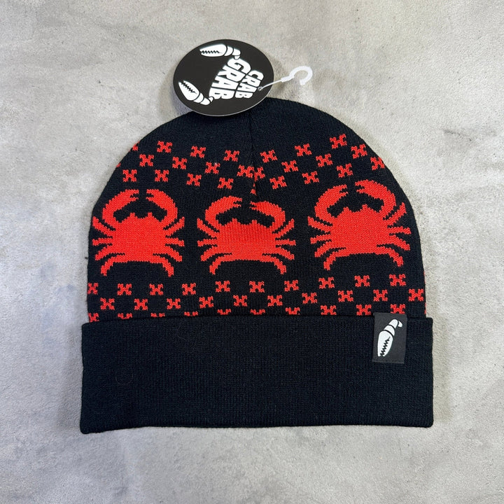 Crab Grab Nordicrab Beanie - Black and Red - SAMPLE DROP