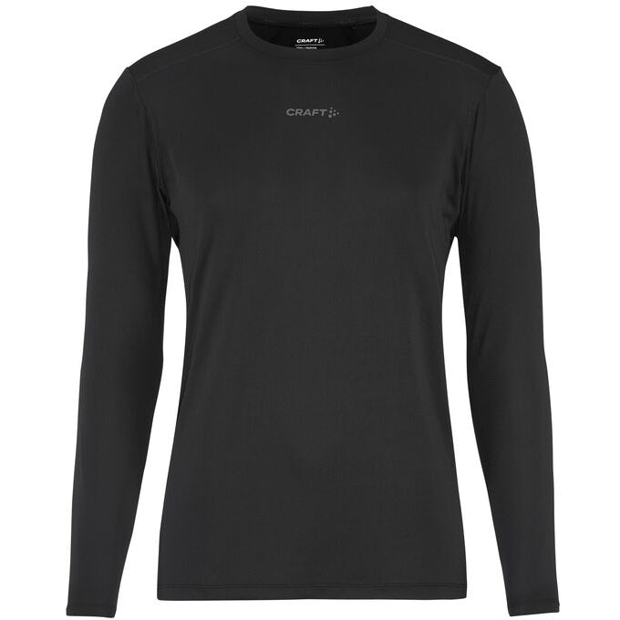 Craft ADV Essence LS Tee 2 Men Black front view long sleeve training shirt breathable recycled fabric