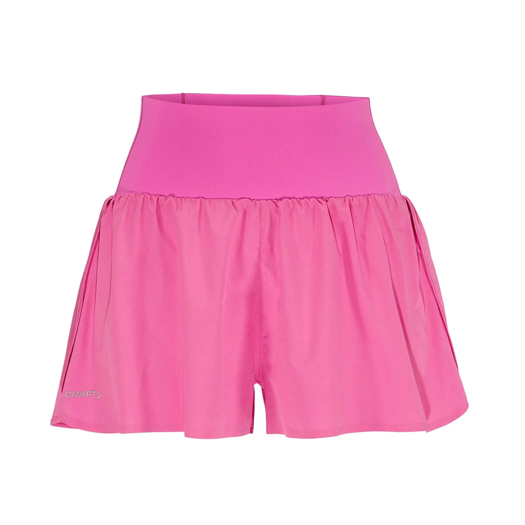 Craft Hypervent Wide Shorts Women Pink M front view lightweight running shorts