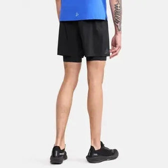 Craft PRO Trail Shorts Men Black back view multiple storage pockets rear zip pocket adjustable waistband trail running gear secure fit