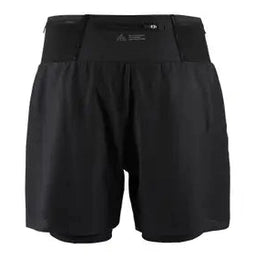 Craft PRO Trail Shorts Men Black front view 2-in-1 trail running shorts lightweight recycled polyester stretch fabric inner tights breathable performance fit