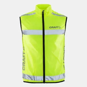 Craft Visibility Vest Unisex Neon front view high visibility reflective running vest 360 degree safety mesh back lightweight polyester