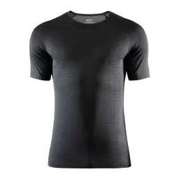 Craft PRO Dry Nanoweight SS Men Black front view ultra lightweight mesh short sleeve baselayer tight fit performance training top