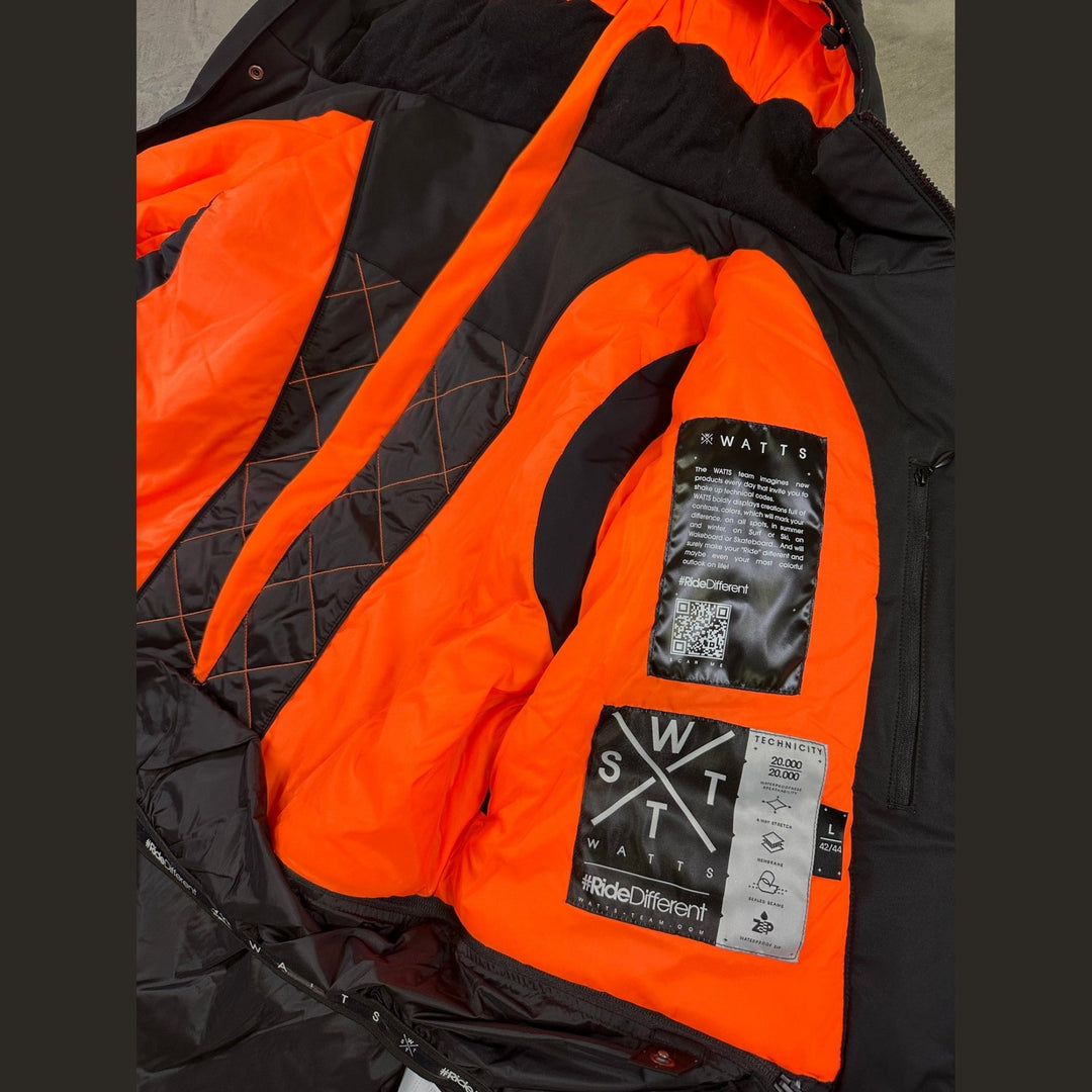 WATTS X - Clever Ski Jacket - Black/Fluro - SAMPLE DROP